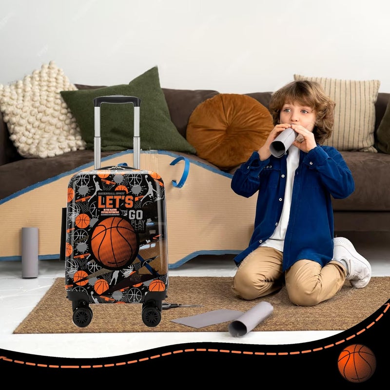 Homskiii Kids Basketball Suitcase Set for Boys Hardside Luggage with Spinner Wheels 2 Piece 16inch Toddler Suitcase for Boys Travel Carry on Luggage Airline Approved - Image 5